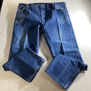 Wrangler Mens Jeans 44x32 Blue Denim Regular Fit Straight Leg Made in Mexico